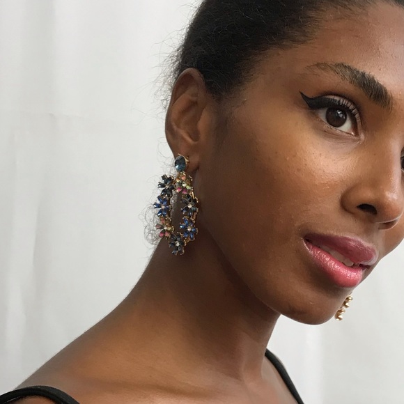 Flower Gold-Tone Drop Earrings - Picture 10 of 15